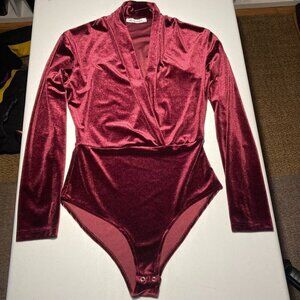 For Love People/ ONE PIECE VELVET BODY/VELOUR RER/BURGUNDY / LONG SLEEVE SIZE  L